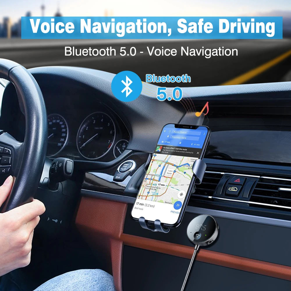 Bluetooth 5.0 FM/AUX Transmitter Audio FM Transmitter and Receiver Hands-Free Car Adapter FM Bluetooth Fast Charger
