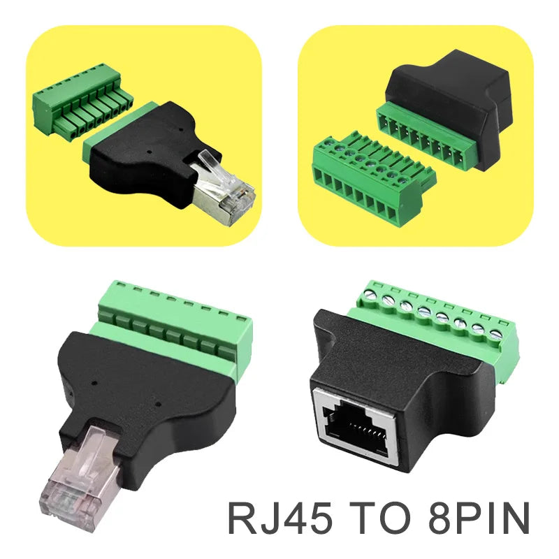 RJ45 Female To 8 Pin Connector RJ45 Male To Screw Terminal Adaptor RJ45 Splitter for CCTV DVR CCTV Accessories