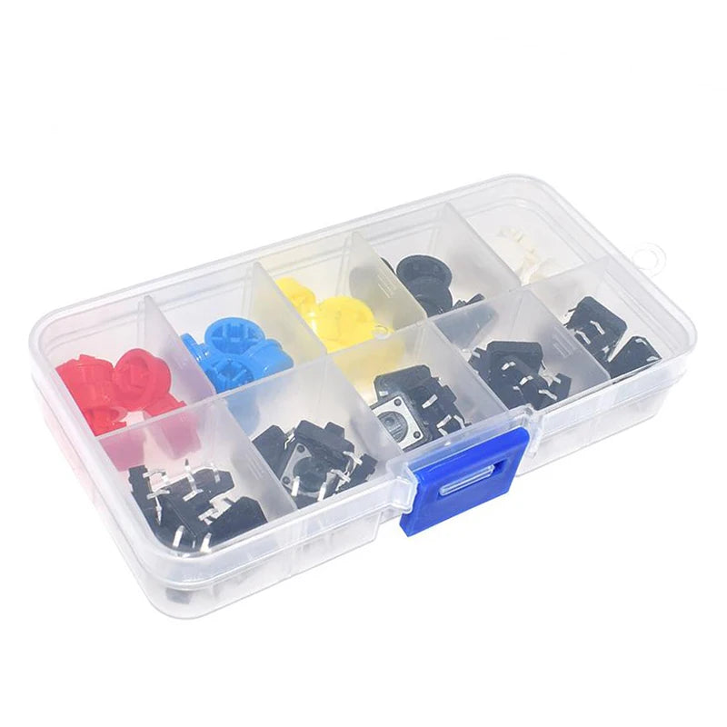 25PCS Tactile Push Button Switch Momentary 12*12*7.3MM Micro Switch Button + 25PCS Tact Cap(5 colors) for Arduino Switch