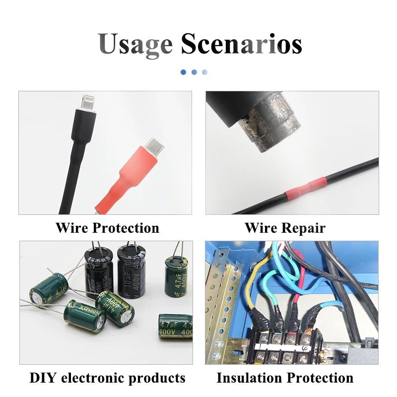 1M 3:1 Heat Shrink Tube With Double Wall Glue Diameter 1.6mm ~ 50mm DIY Wire Cable Connector Repair Waterproof Insulation Sleeve
