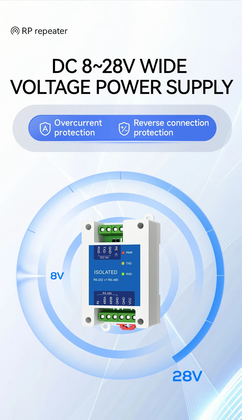 DC8-28V RS232 to RS485 Industrial Grade Converter High Speed Bi-Directional Transmission Modem EBYTE E810-Z01 E810-Z01M