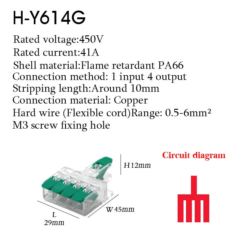 Wire Connector Electrical Terminal Blocks Splitter Led Push in Quick Connectors Conductor Cable  Junction Box 0.5-6mm²