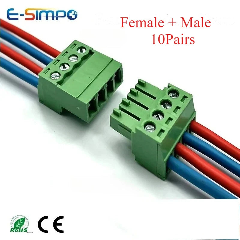 10pair/10pcs Aerial Butt Welding 2EDGRK 15EDGRK-3.5mm 2-24P Plug Male+Female Socket 28-16AWG Wire Screw Terminal Block Connector