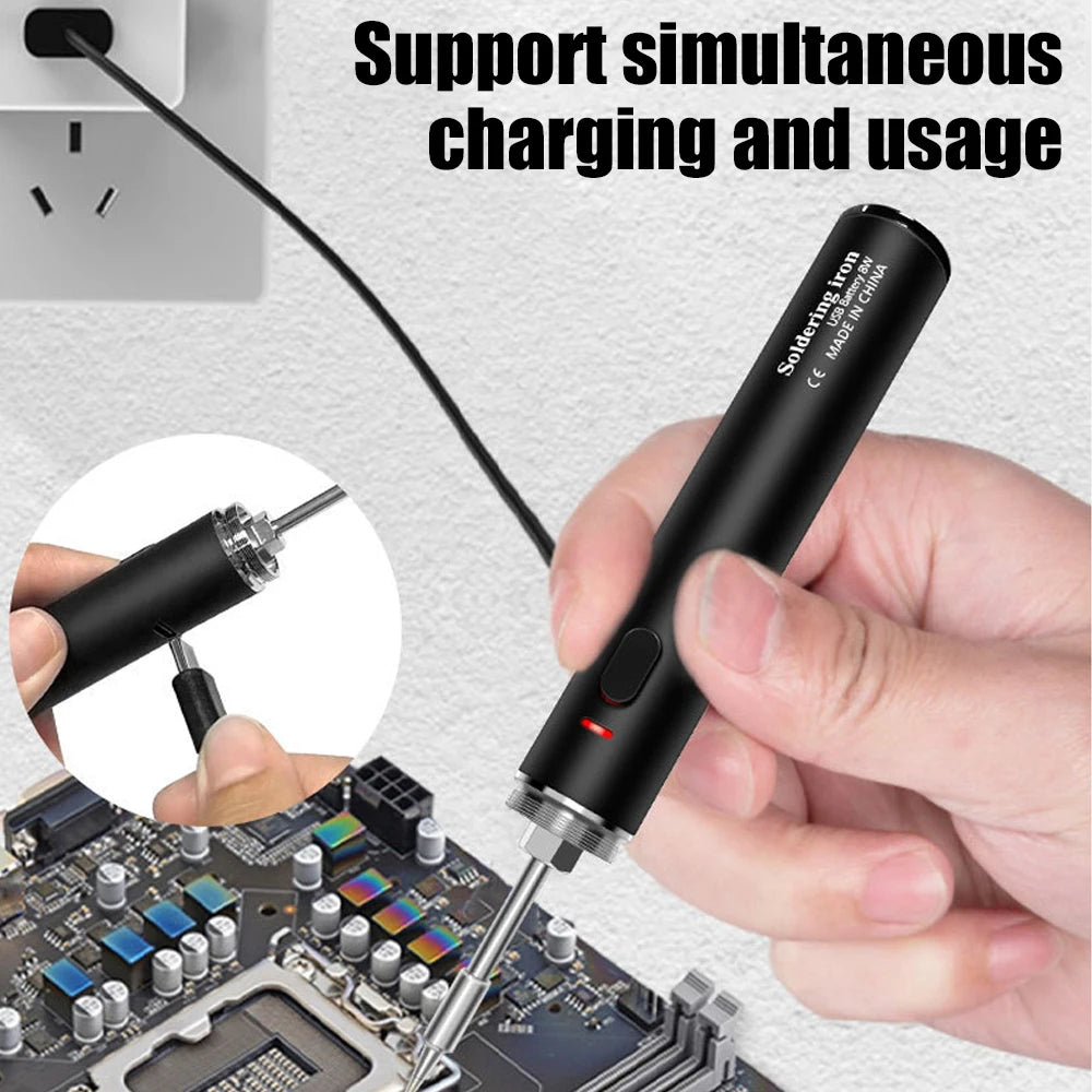 Wireless 5V Soldering Iron Set 18350 Lithium Battery USB Charging DIY Repair Tool Manual Radio Adjustable Temperature