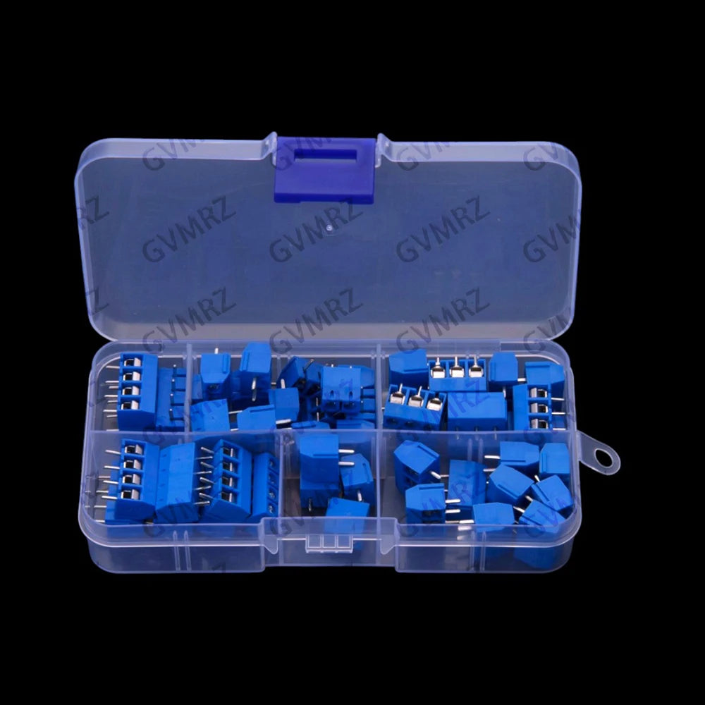 50PCS 2P-4P 5.0MM KF301 2P 3P 4P terminal blocks PCB splicing plug Blue KF301-2P KF301-3P KF301-4P