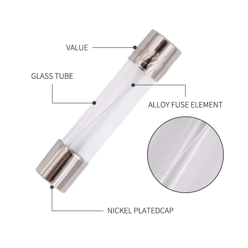 100/72pcs 5 * 20 6 * 30 Fast Melting Glass Tube Fuse Car Glass Tube Fuse Set with Box 0.2-20A 0.5-30A Household Fuse