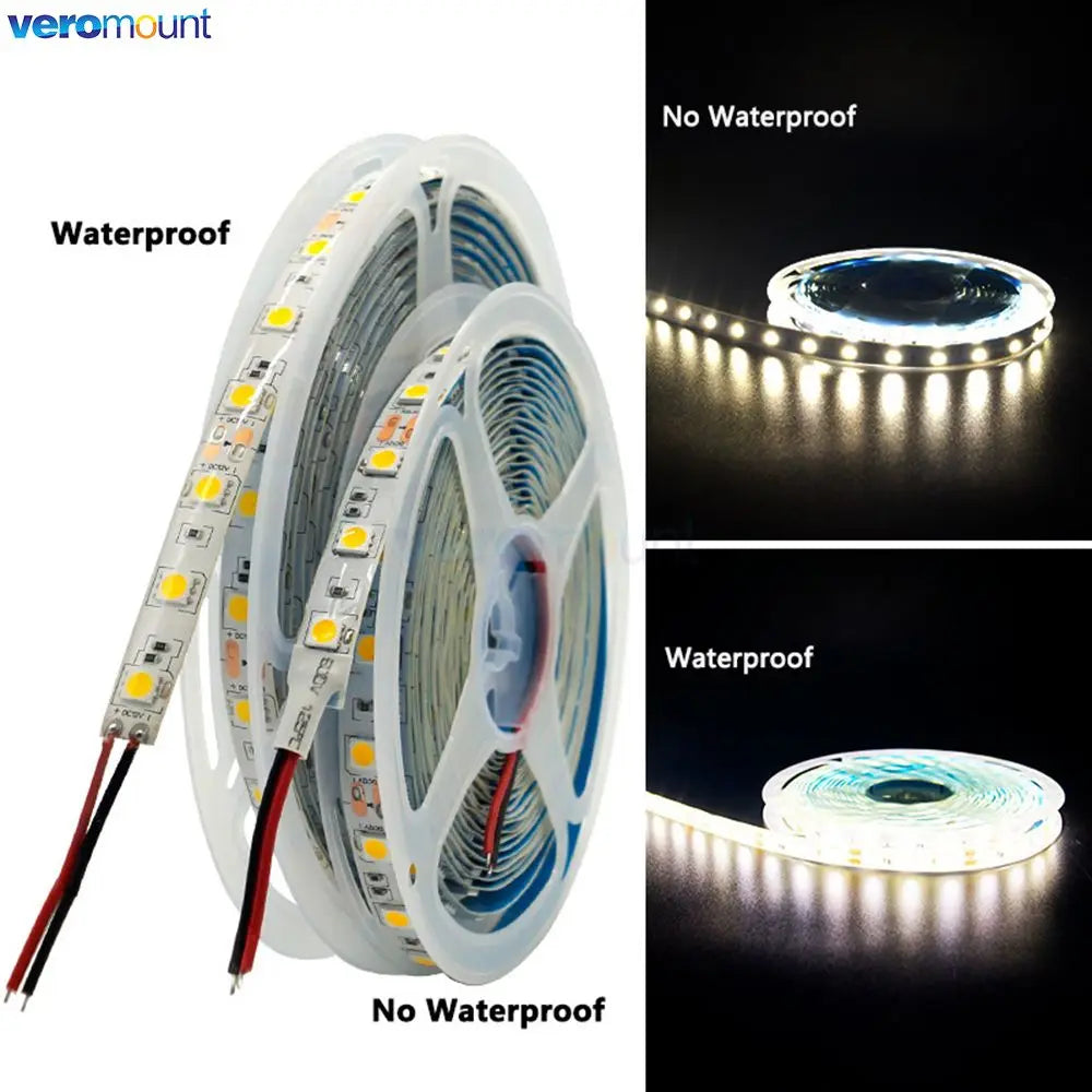5m DC5V 12V 24V SMD 5050 LED Strip Light TV Backlight IP20 IP65 Waterproof  Cool Warm White 4000K RGB Tape Ribbon for Decoration
