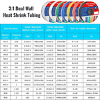 A Roll Blue 3:1 Ratio Heat Shrink Tubing Φ1.6mm to Φ32m Dual Wall Adhesive Lined Shrinkable Wire Wrap Tube Waterproof Sleeves