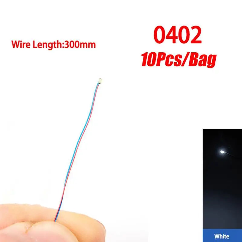 10Pcs/Set DIY Model Kits LED 0402 0603 0805 1206 SMD Lamp Wired Micro LED Chip 3V 30cm Pre-Soldered Miniature Scenes Toy Lights