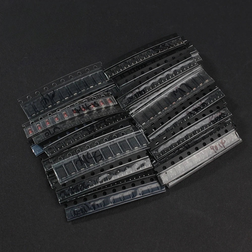 350Pcs SMD Transistor & Diode Assorted Kit 1N4148/M1/S901x/S8550/S8050/2N2222/2N3904 SOT-23 PNP/NPN for Electronics Repair