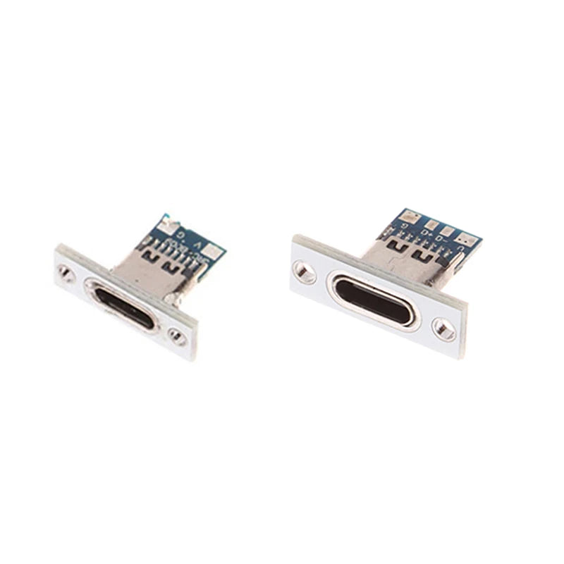 10pcs USB 3.1 Type C Socket With Screw Fixing Plate Type-C USB Jack 3.1 Type-C 2Pin 4Pin Female Connector Jack Charging Port