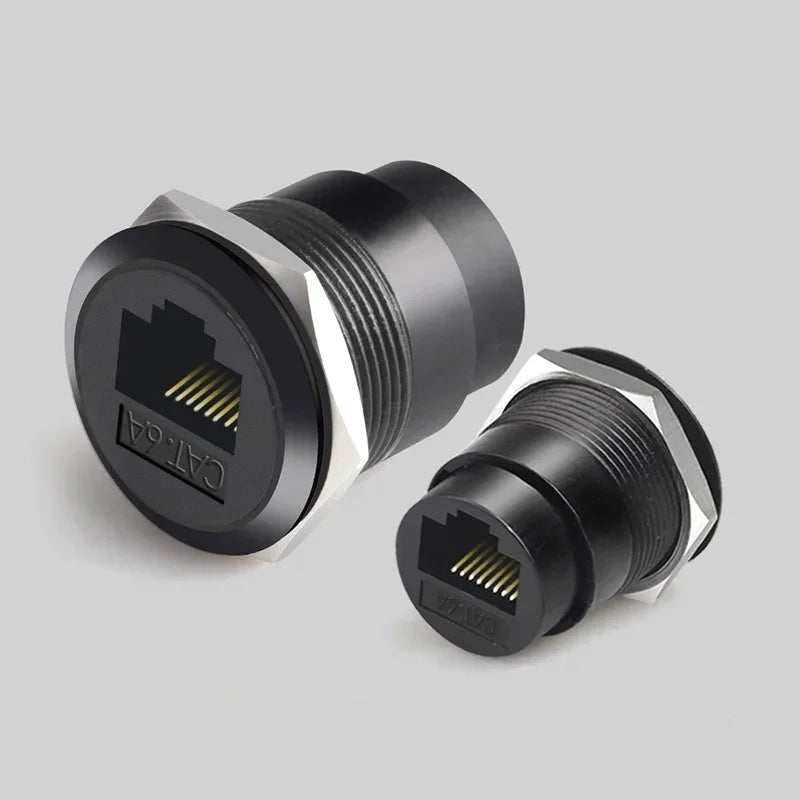 Metal CAT6A C-type RJ45 Network Direct Module Socket Cat 6A Ethernet Interface Data Signal Connector RJ45 Round Panel Sockets