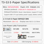 T3S3 2.13 Inch E-Paper ESP32-S3 Module Development Board with LoRa 2.4G SX1280 for Programmable Communication And Networking