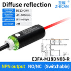 ZHICAN E3FA M18 Cylindrical Photoelectric Sensor Long Range Diffuse Reflective Through Beam Retro Reflective NPN PNP