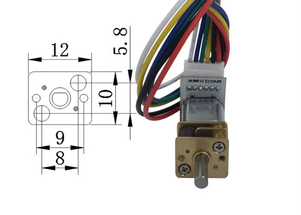 N20 Encoder Motor with Hall Sensor, 6V DC Micro Gear Motor Low Speed, M4 Threaded Shaft for DIY Robotics and Models