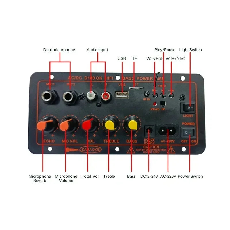 D100 BT Amplifier Board Karaoke Audio Speaker Subwoofer Bass Hifi Amplificador Board Audio Amplifier Board 100W for car home