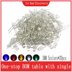 3mm 5mm LED Diode Assorted Kit White Green Red Blue Yellow Orange F3 F5 Leds Light Emitting Diodes Electronic Kit