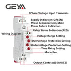 GEYA GRV8-04 3 Phase Voltage Monitoring Relay with Phase Protection Delay Time Overvoltage and Undervoltage Relay Din Rail