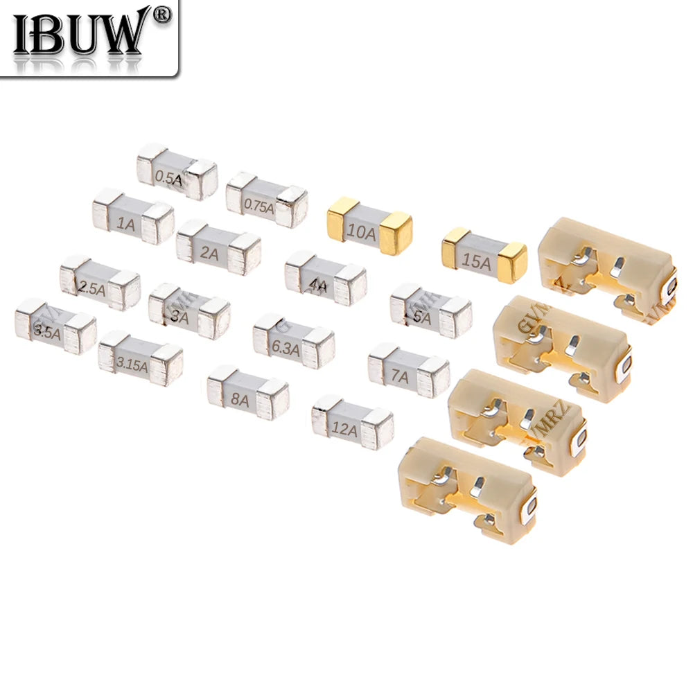 10PCS 5A 6.3A 10A 12A 0.5A 0.75A 3A 4A 1808 SMD Fuse Fast Acting Surface Mount Fuses 500MA 750MA for PCB Circuit Protection 15A