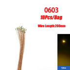 10Pcs/lot 0402 0603 SMD LED Pre-wired Micro Led Lamp 3V 20cm Miniature Model DIY Lights Railway Scenes Model Building Kits Toys