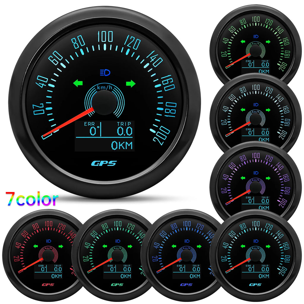 6 Gauge Set 85mm GPS Speedometer Tachometer 52mm Water Temp Fuel Voltmeter Oil Pressure Meter With 1/8 NPT Sensor For Boat Car