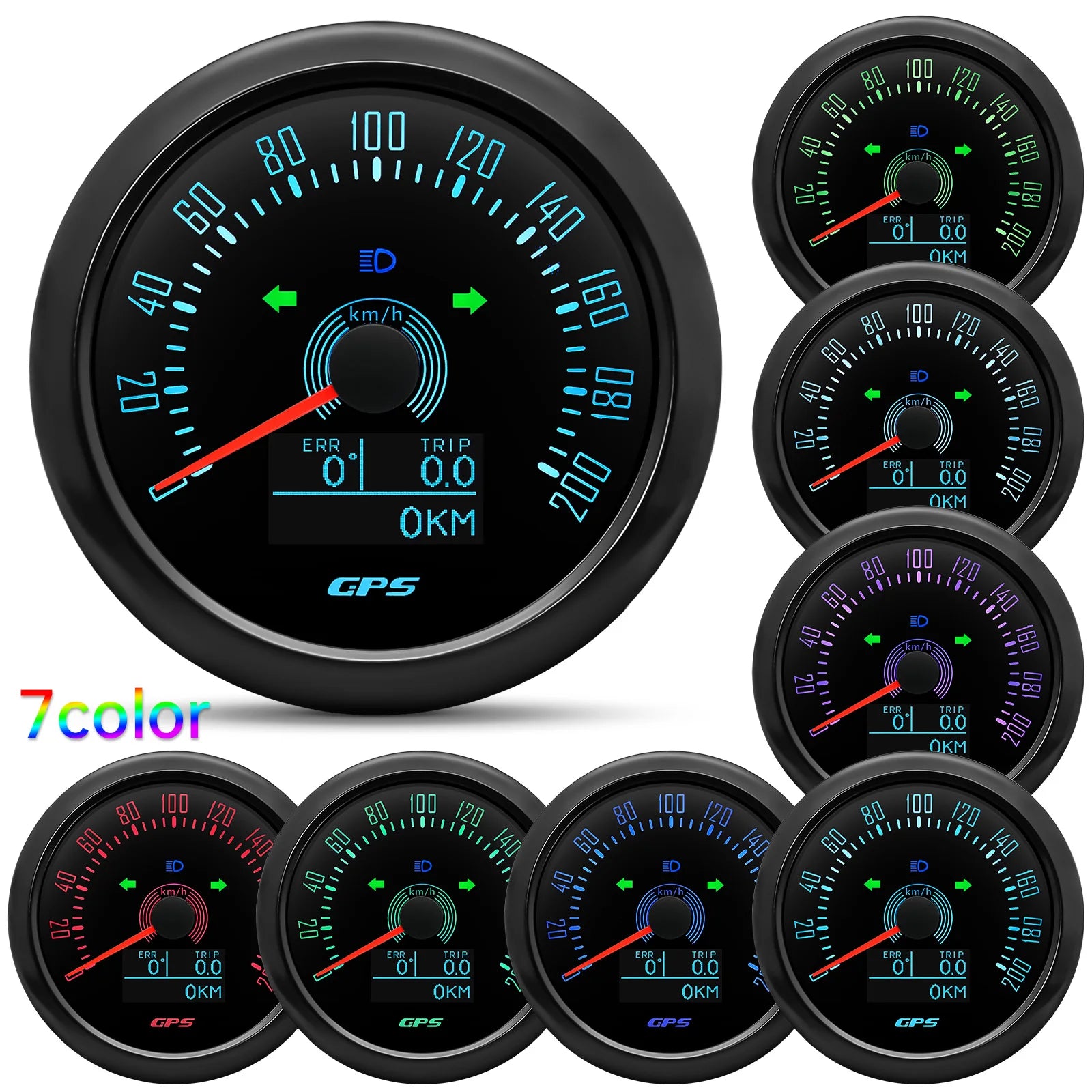 6 Gauge Set 85mm GPS Speedometer Tachometer 52mm Water Temp Fuel Voltmeter Oil Pressure Meter With 1/8 NPT Sensor For Boat Car