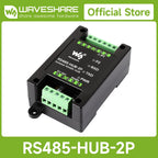 Waveshare Industrial-grade Isolated 2-Ch RS485 Hub, Rail-mount Support, Wide Baud rate Range, Expands 2-ch RS485 Sub Ports