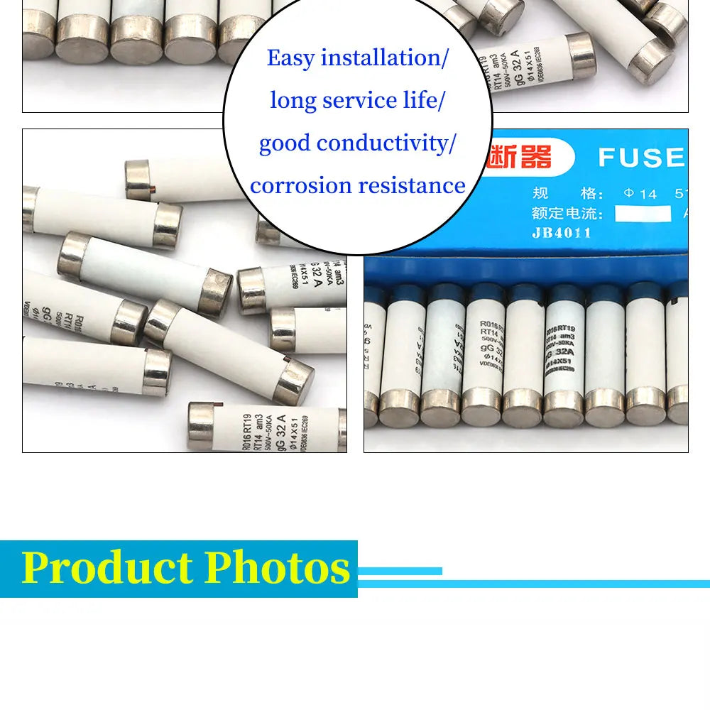 Javino 5/20/60Pcs 14*51mm(RO16)  Fast blow Ceramic Fuse 500V RO16-32A 40A 50A 63A RT18 RT14 Base