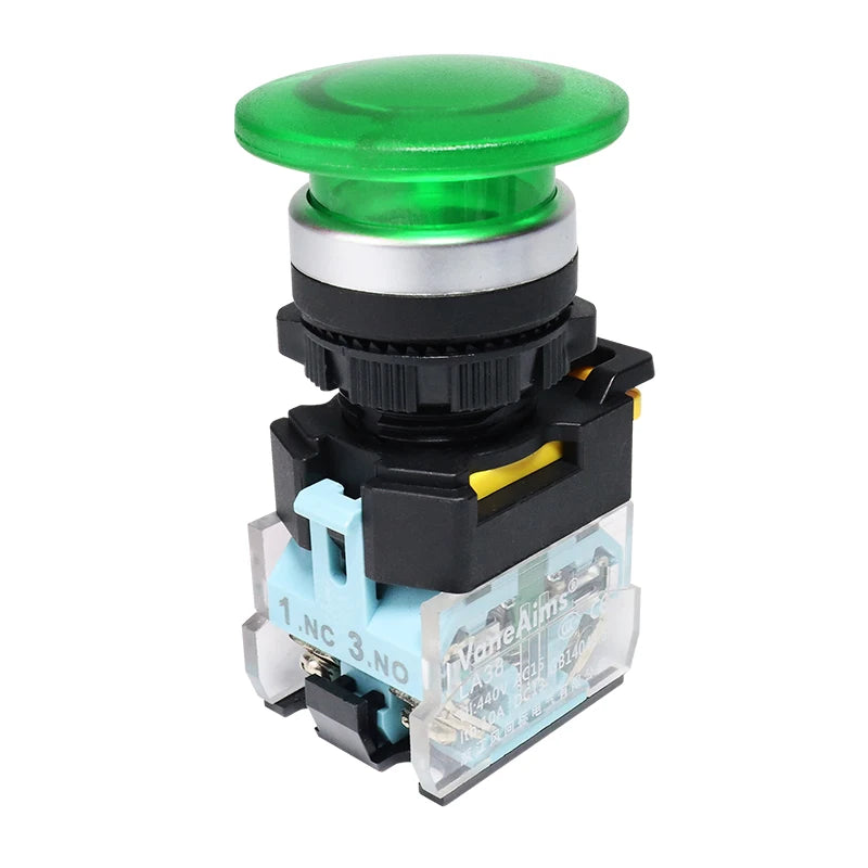 Big Red Green Mushroom Push Button Switch Vaneaims 22MM FXB38 10A 1NO1NC Latching Momentary Starter Stop Enter Buttons Switches