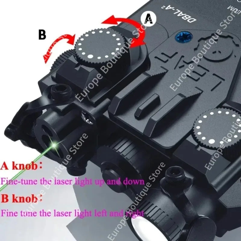 20mm Rail Mount DBAL-A2 Device, Red Green Laser Aiming Indicator, Portable White LED Flashlight for Outdoor Toys