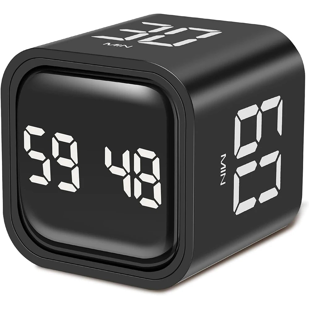Adjustable Cube Timer - 5/10/30/60 Minute Countdowns, Settings - Pause, Resume, Silent, Vibrate & Sound Alarm for Work, Study