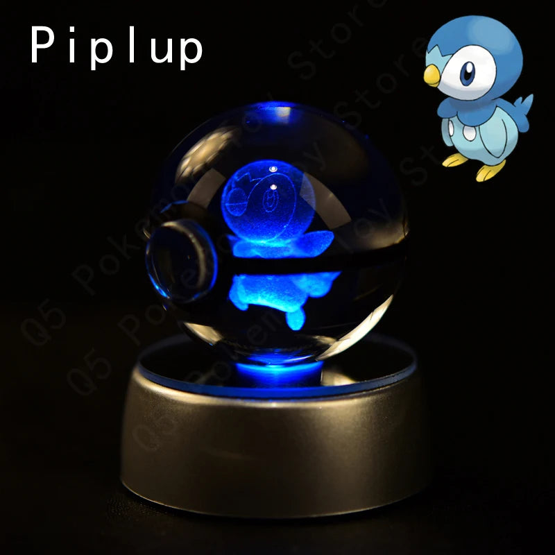 Pokemon Crystal Ball 3D Mewtwo Pikachu Gengar Pokeball 3D Night Light Lamp Glass Statue Pokemon Crystal Ball Birthday Gift