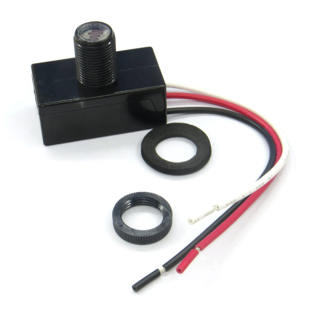 24V Automatic Dusk to Dawn Photocell Photo Control Light Sensor Switch for Hardwire Outdoor Lamp Posts, Black