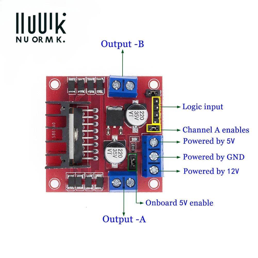 L298N Motor Driver Module for DC and Stepper Motors - Smart Car Robot Accessories
