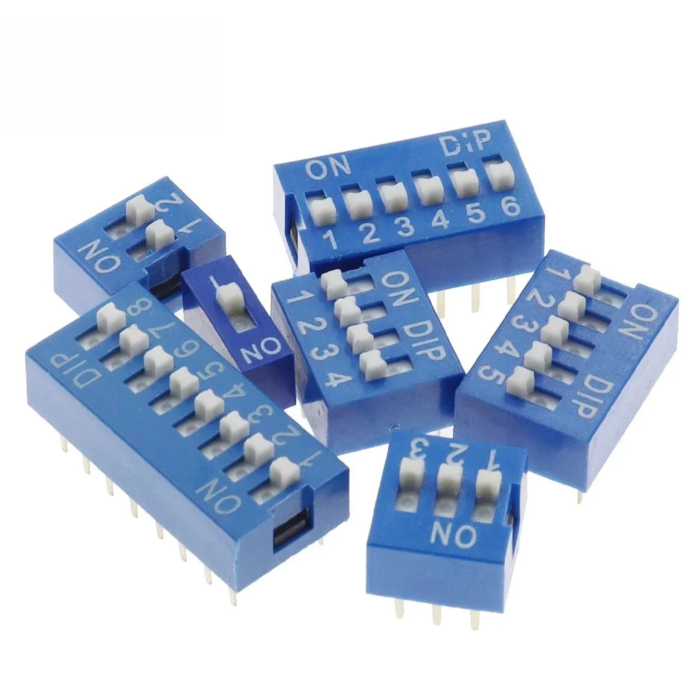 10PCS Red, Blue Toggle Switch Spacing 2.54MM DIP Dial The Code Switch 1 2 3 4 5 6 7 8 9 10 12 PIN Quick Switch