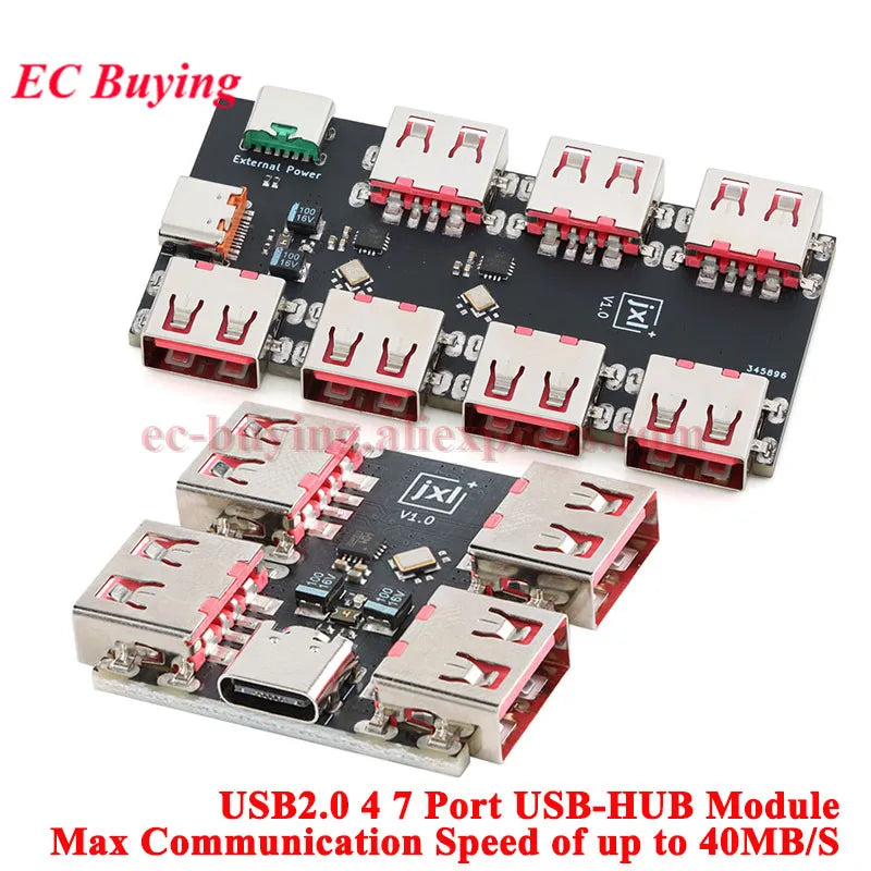 1-10Pc USBHUB USB2.0 7 4-port Controller Expansion Module USB 2.0 to 4 Channel Way Splitter USB-HUB Type-C Extender Board 40MB/S