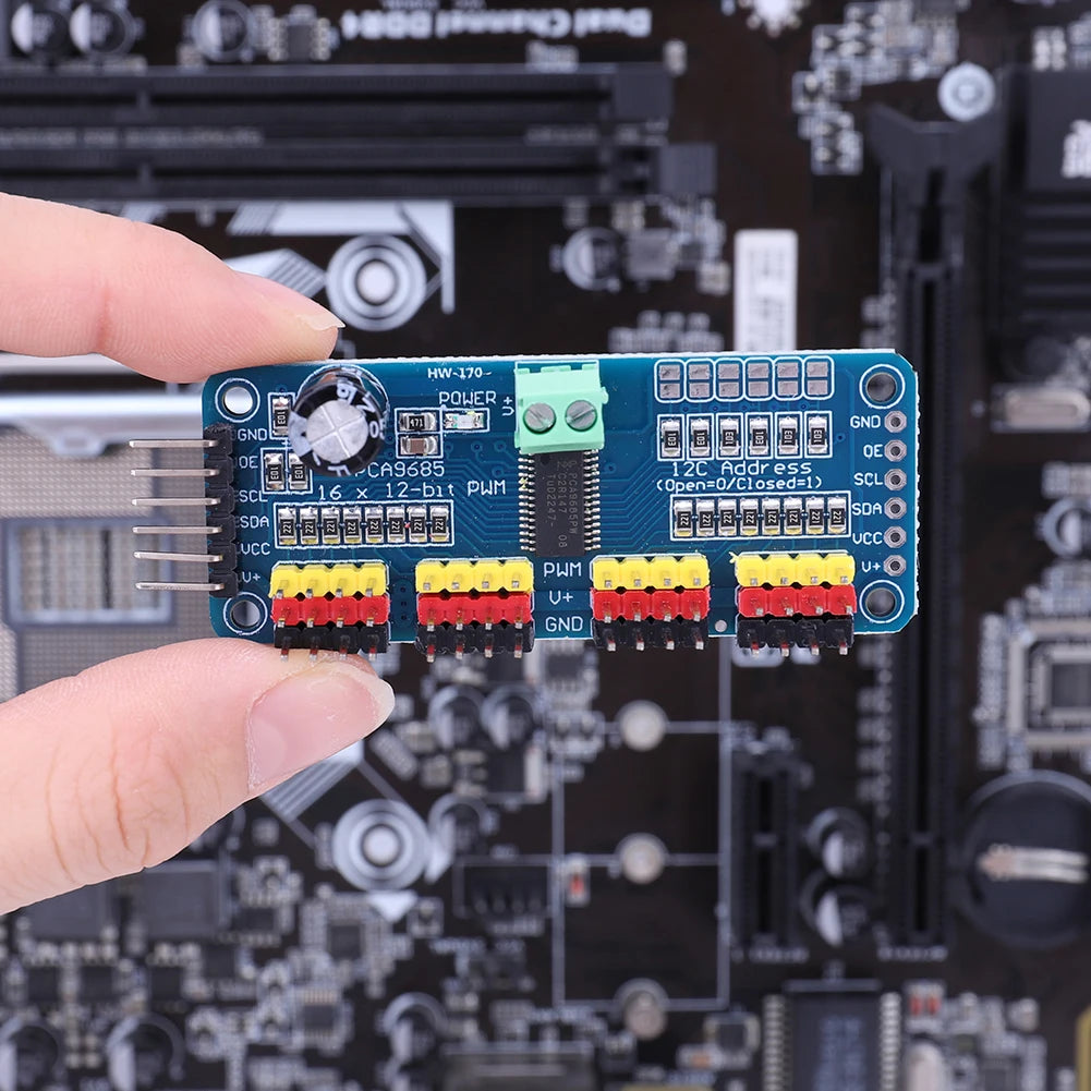 PCA9685 PWM Servo Driver Board IIC Interface 16 Channel 12-Bit PWM Servo Motor Driver Board Controller for Arduino Robot