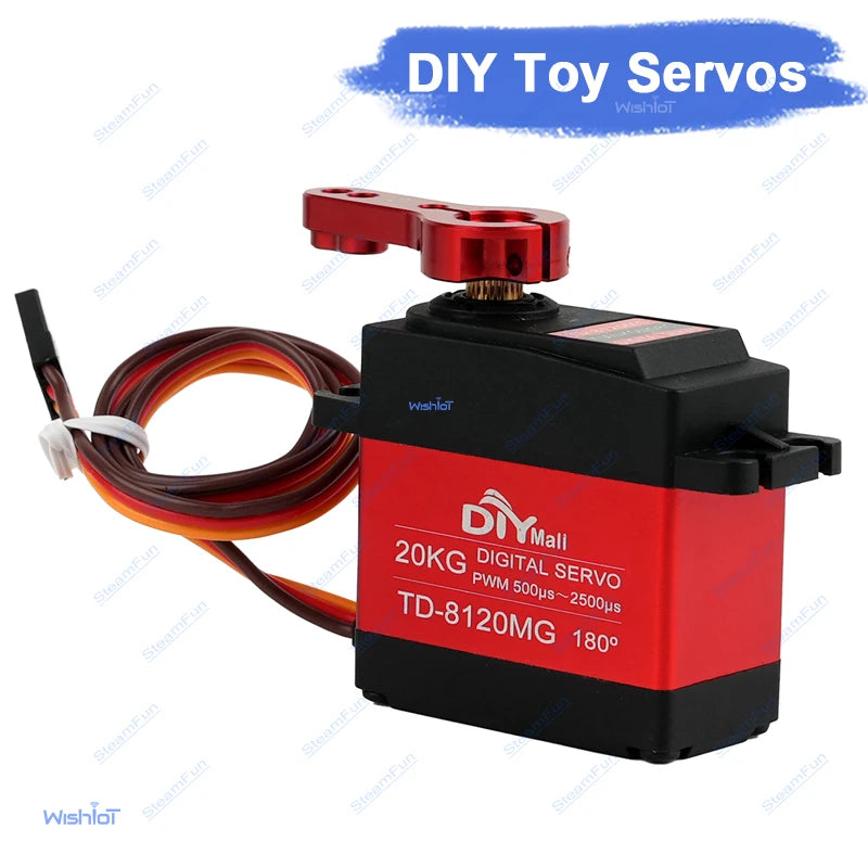 Digital Servo 20kg Waterproof Metal Gear High Torque 180/270/360 Angle For RC Car Remote Control Car Model Vehicle Toy TD-8120MG