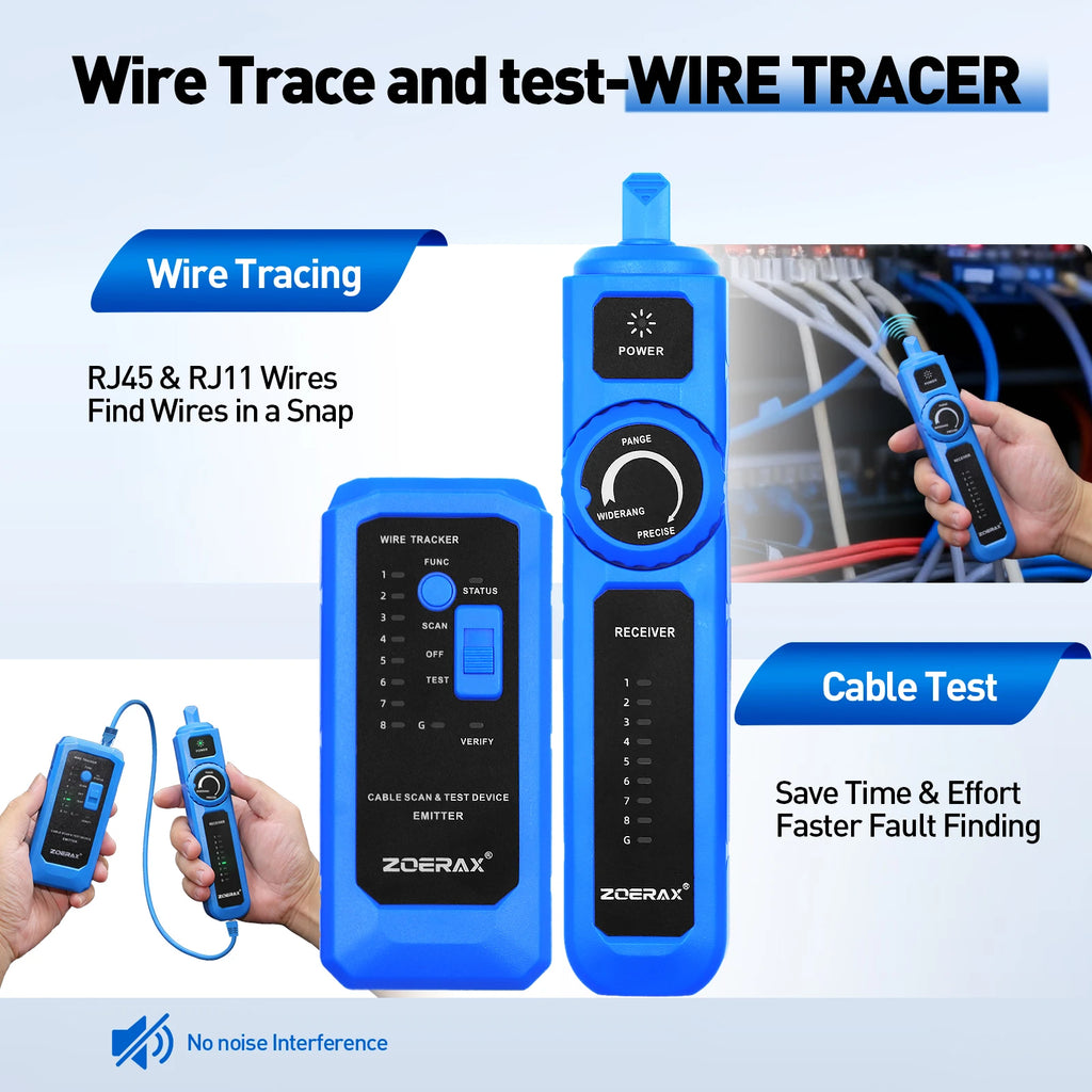 ZoeRax 9 in 1 RJ45 Crimper Tool Kit with Wire Tester/Tracker,Crimping Tool,CAT6 Connector,Cover,Punch Down Tool,Stripper,Cutter