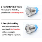 5pcs Metal Push Button Switch Ring Lamp 16mm 19mm 22mm Waterproof LED Light On Off Momentary Latching 5v 12v 24v 220v Red Blue