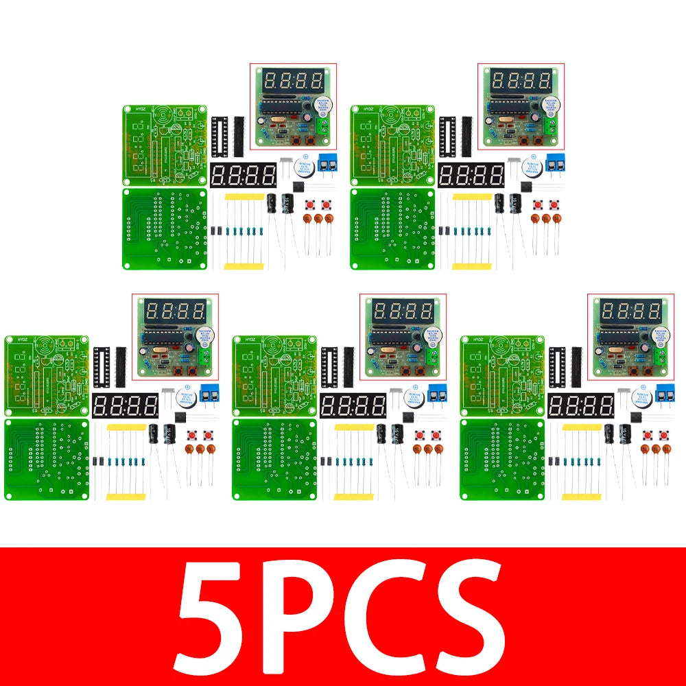‌AT89C2051-24PU 8051 Microcontroller LED Clock Kit – 4-Digit 7-Segment DIY Soldering Project with DS1307 RTC (I²C) | Alarm/Timer