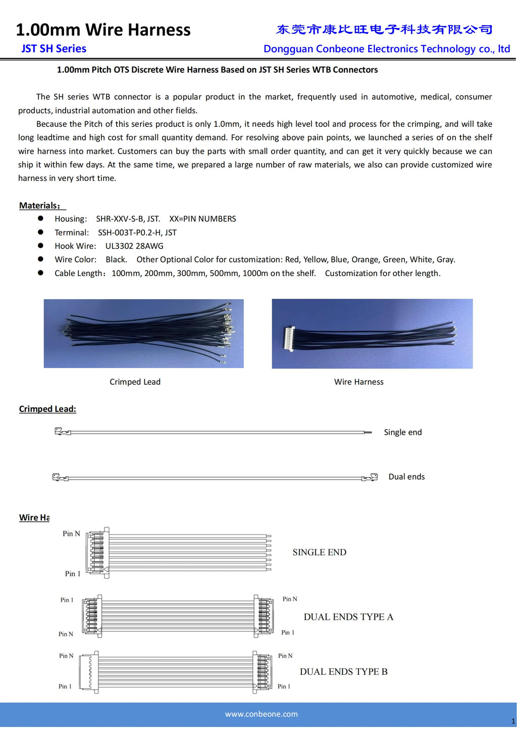 SHR-09V-S-B WIRE HARNESS, JST SH SERIES 1.00MM PITCH 9P CABLE, OFF THE SHELF FAST DELIVERY