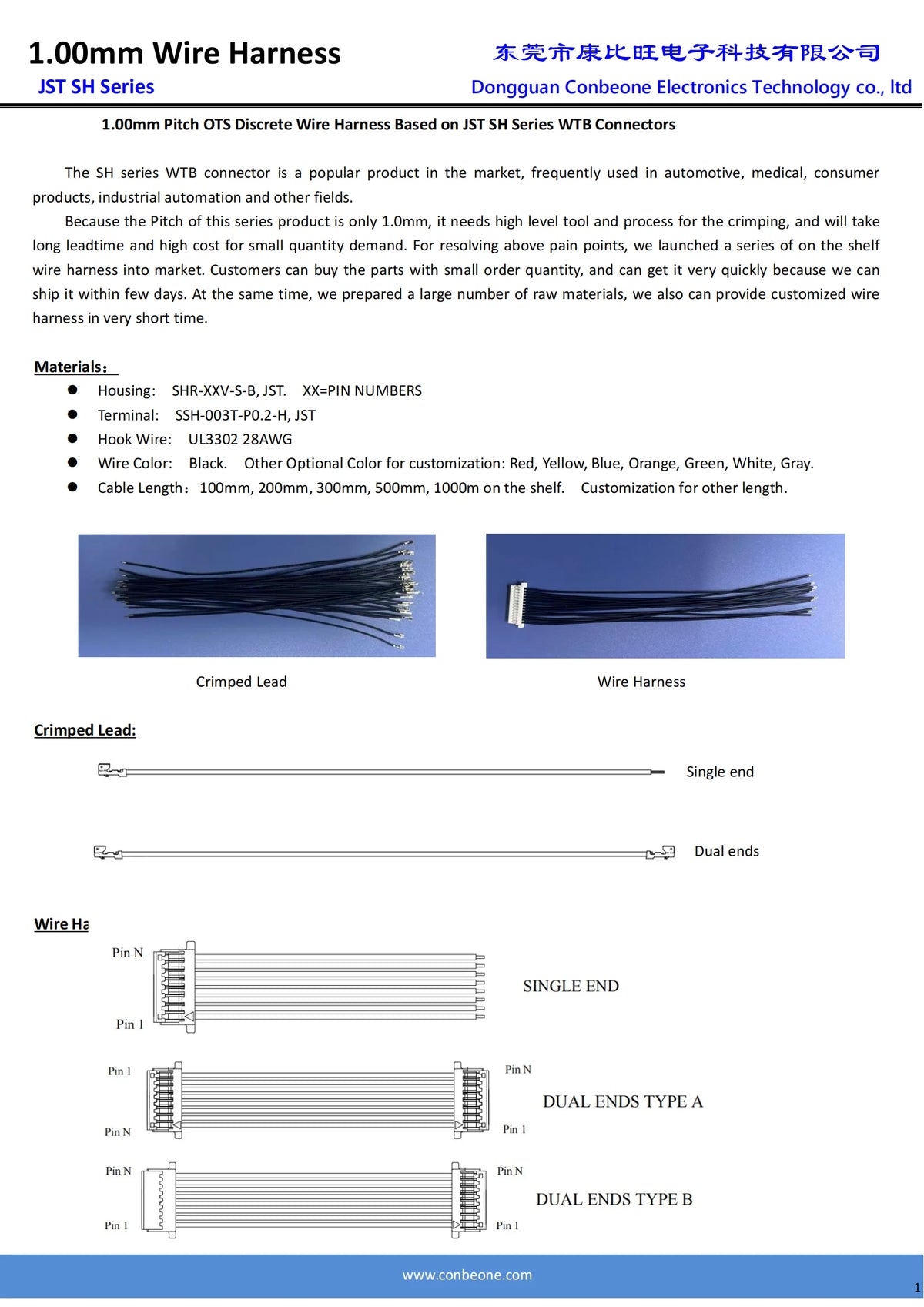 SHR-09V-S-B WIRE HARNESS, JST SH SERIES 1.00MM PITCH 9P CABLE, OFF THE SHELF FAST DELIVERY