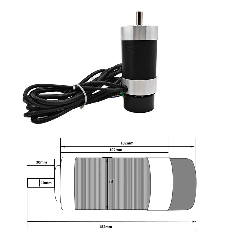 48V 500W ER11 Brushless Spindle+57MM Clamp with Screws+ 48V Brushless Motor Driver+ER11-10mm Built in HALL Sensor