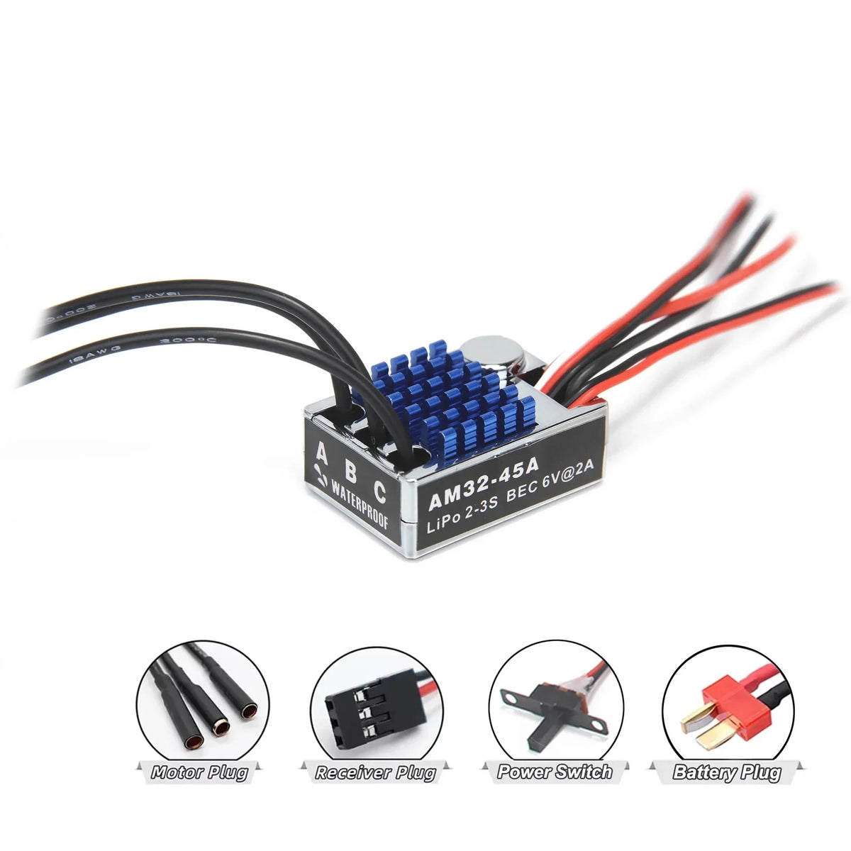 NEEBRC 2322 2600KV Outrunner Brushless Motor AM32 45A Brushless ESC for 1/12 RC Cars Crawler Upgrade Kit MN99S MN82 MN168 MN78