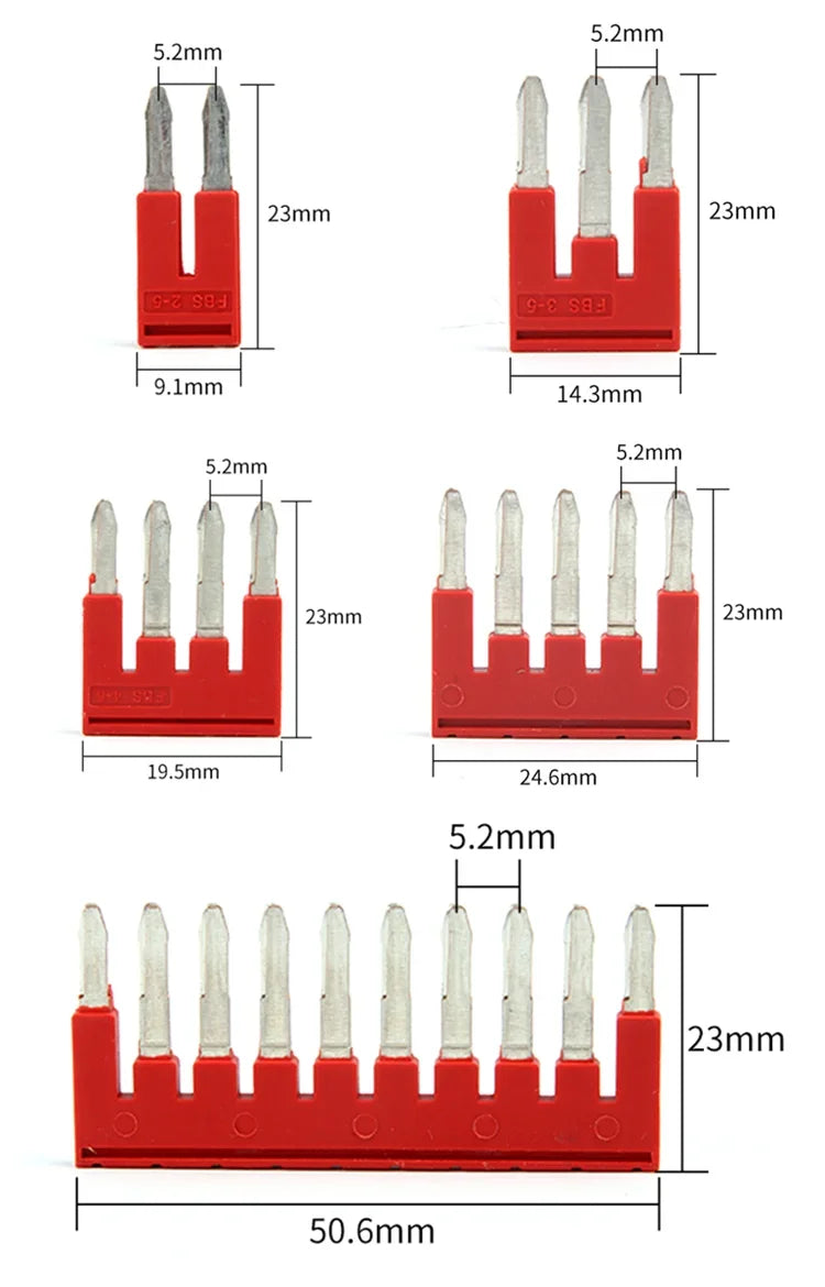 2/3/4/5/10 Seats Terminal Strip Jumper Plug-in Fixed Bridge PT ST UT DIN Rail Terminal Blocks center connection bar Accessories