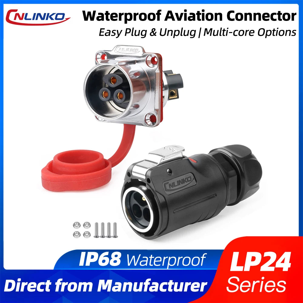CNLINKO LP Series M12 M16 M20 M24 Waterproof Industrial Connector Screw-in Terminal Fast Plug Solderless Power Cable Connectors