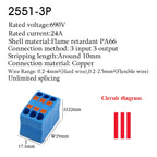 Wire Connectors Push-in Electrical Cable Terminal Block Multiple In Multiple Out Spliceable Mount On Din Rail With Fixing Hole