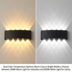LED Wall Sconces 2W/4W/6W/8W/10W Modern Wall Light, Hardwired Aluminum Wall Lamp,Black Up Down Wall Mount Lights for Living Roo