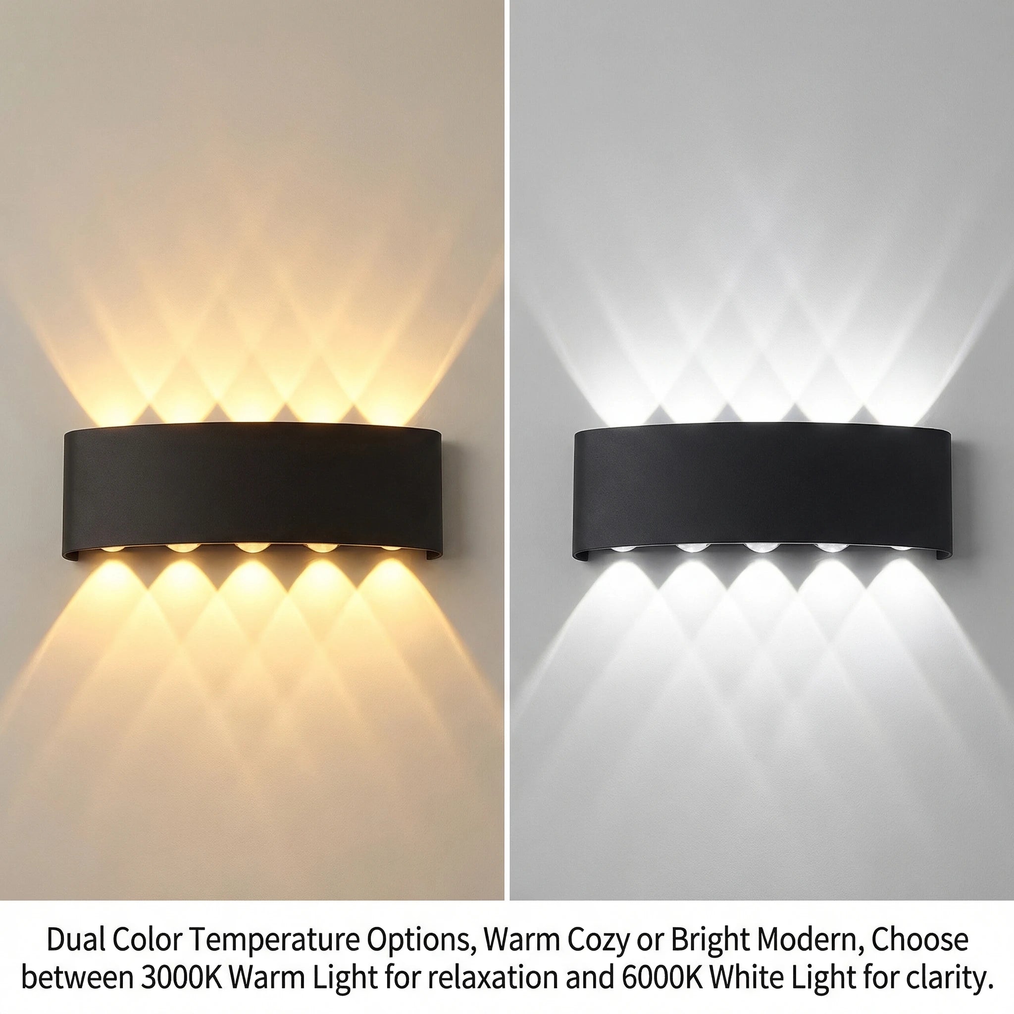 LED Wall Sconces 2W/4W/6W/8W/10W Modern Wall Light, Hardwired Aluminum Wall Lamp,Black Up Down Wall Mount Lights for Living Roo